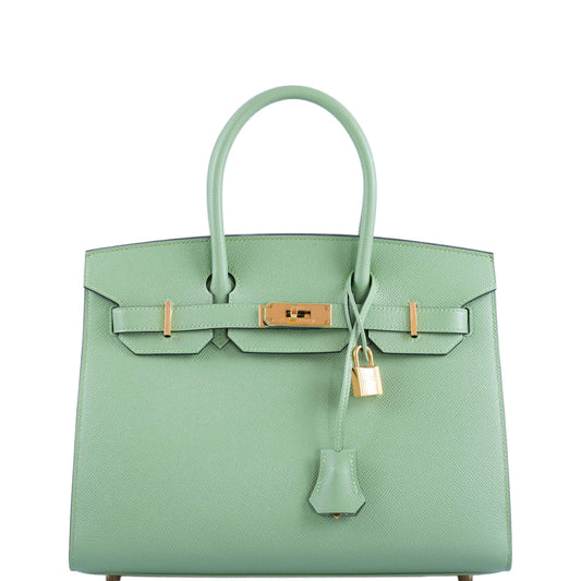 HermesSellier Birkin 30 Vert Criquet Epsom Gold Hardware