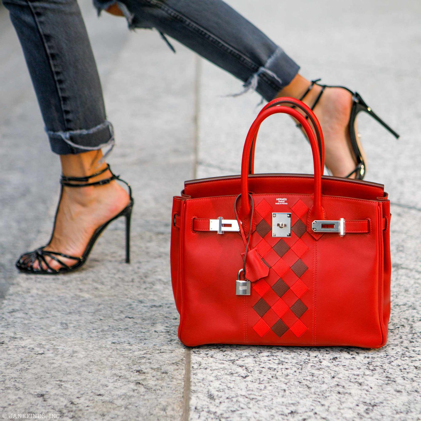 HermesTressage Birkin 30 Rouge de Coeur Swift, Rouge H & Piment Epsom Palladium Hardware - 2019, D