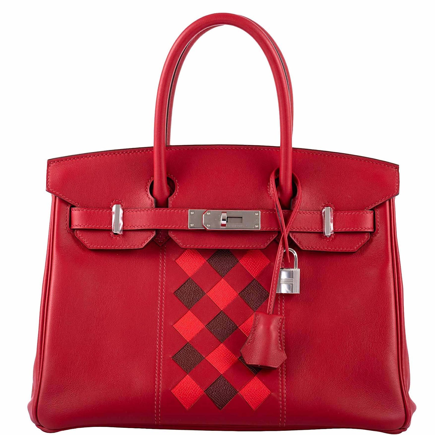 HermesTressage Birkin 30 Rouge de Coeur Swift, Rouge H & Piment Epsom Palladium Hardware - 2019, D