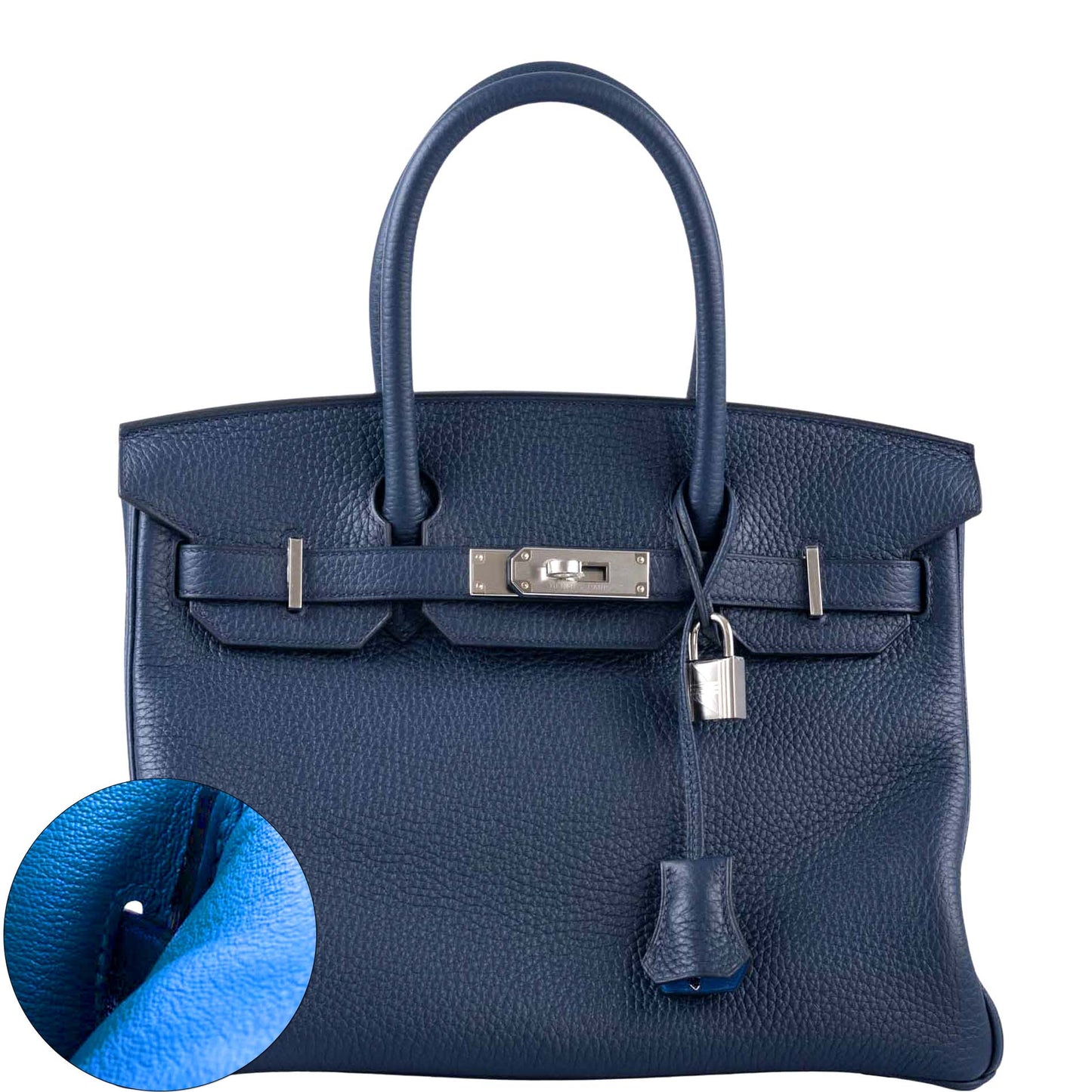 HermesVerso Birkin 30 Blue de Prusse and Mykonos Clemence Leather Palladium Hardware
