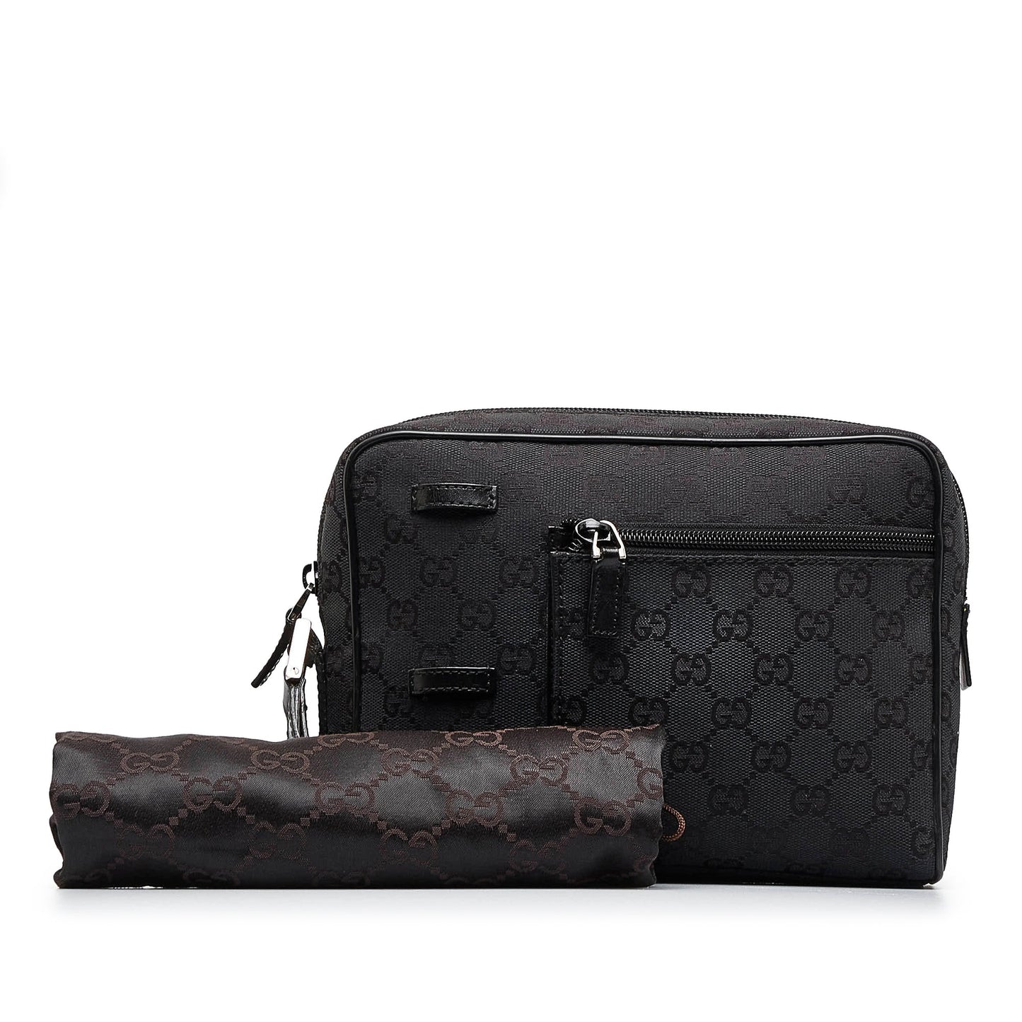 Gucci Black Leather Canvas Clutch