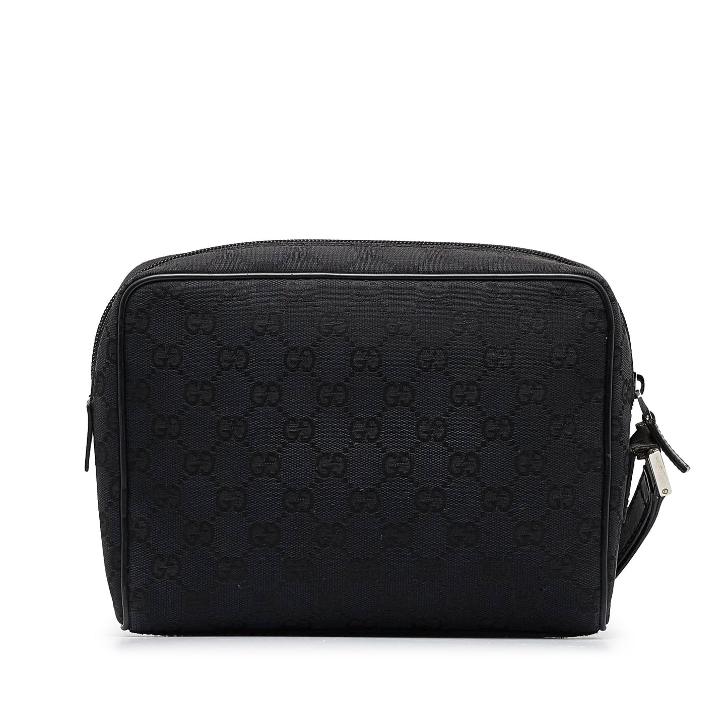 Gucci Black Leather Canvas Clutch