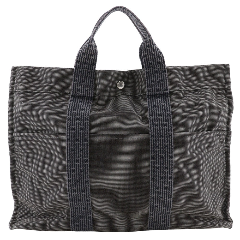 HERMES Handbag Nylon canvas gray Her LineTote MM unisex(Unisex)