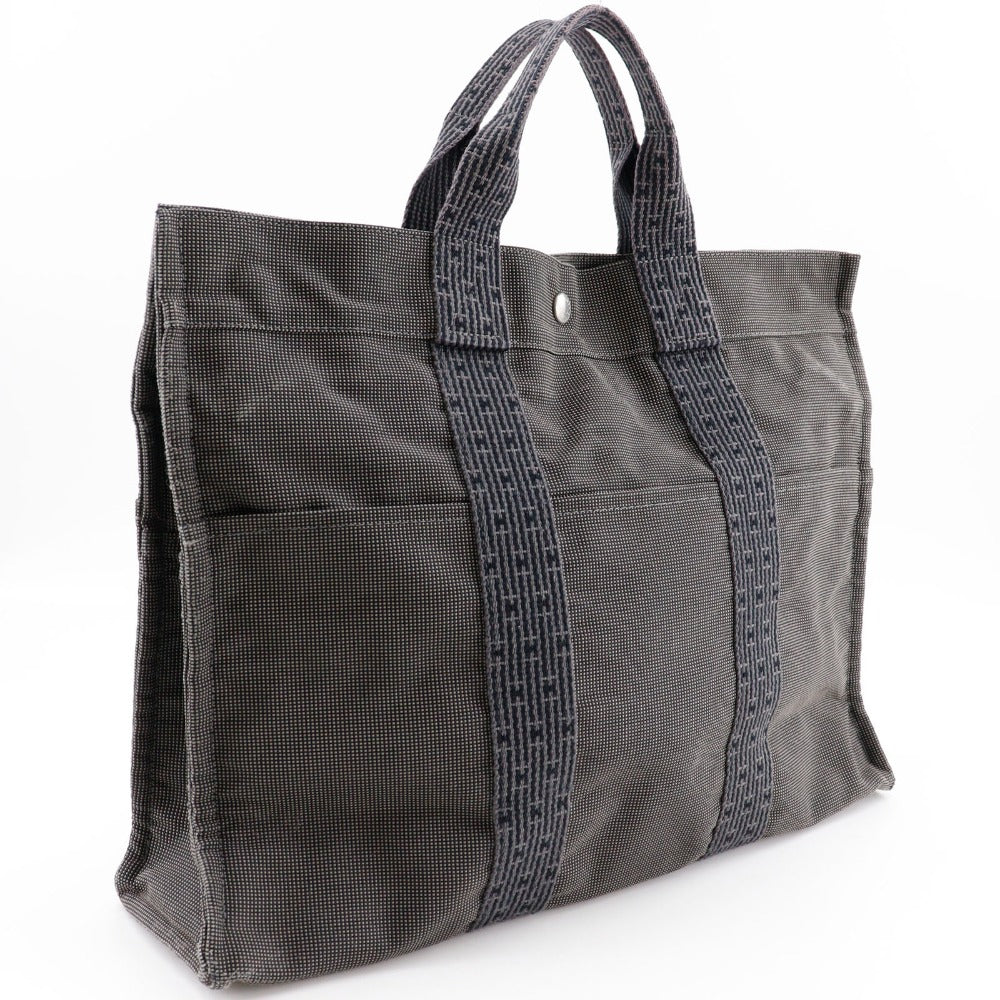 HERMES Handbag Nylon canvas gray Her LineTote MM unisex(Unisex)