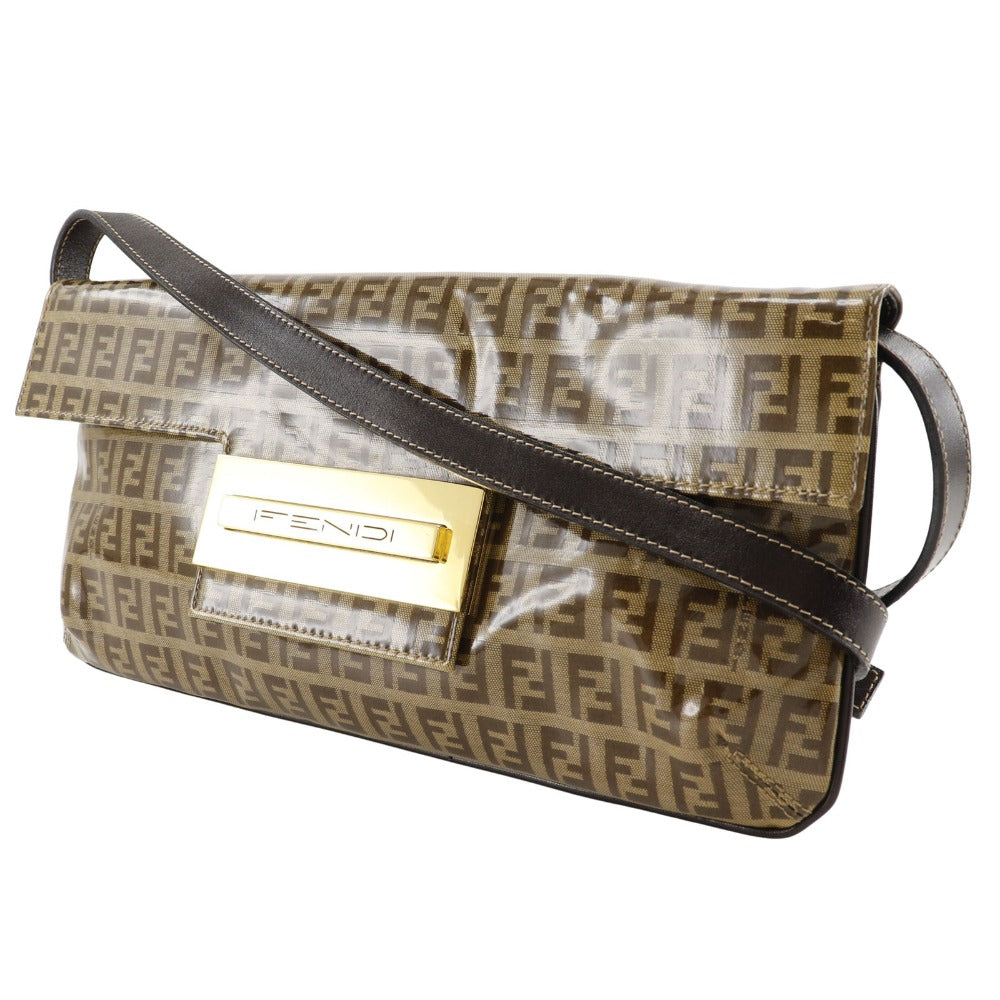 FENDI Shoulder Bag Plastics Brown Zucchino Mamma Bucket