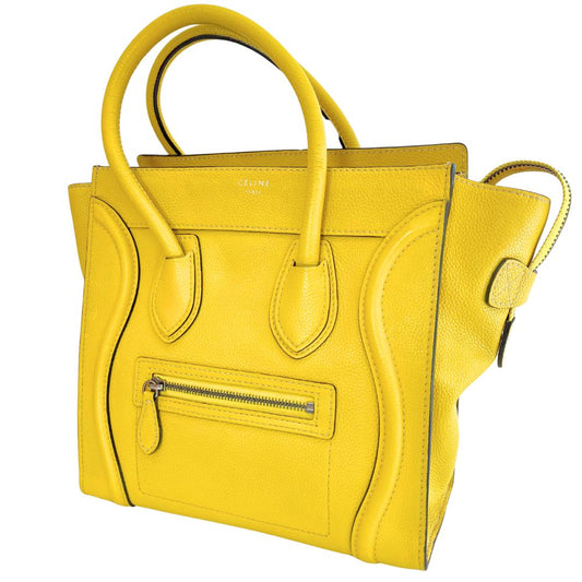 CELINE Handbag leather yellow Micro shopper Luggage Women