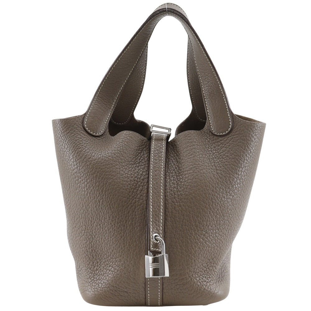 HERMES Handbag Taurillon Clemence Brown Picotan Rock 18 PM Women
