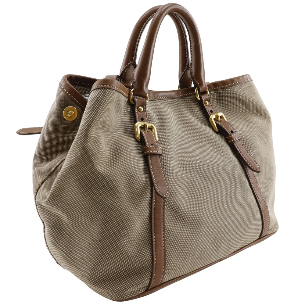 PRADA Handbag Canvas, Leather beige 2WAYShoulder logo Women
