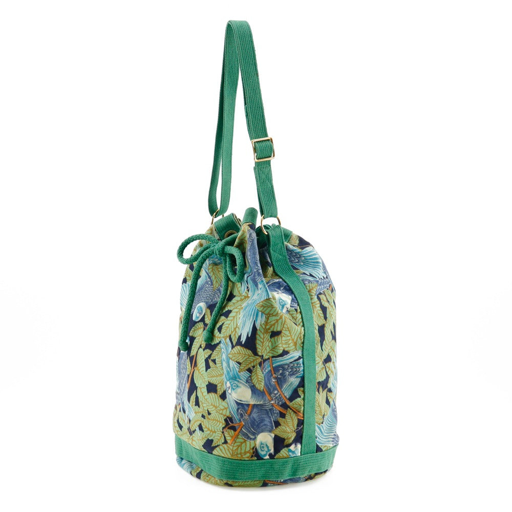 HERMES Shoulder Bag cotton Green Botanical Pattern Bird Pattern one belt Women