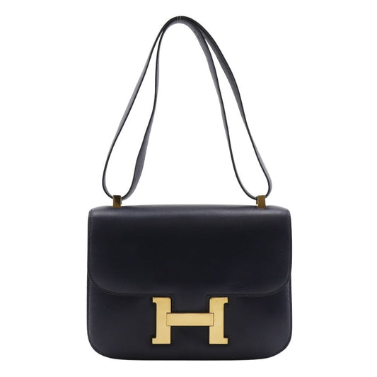 HERMES Shoulder Bag Box scarf Navy/Gold Metal Constance 24 Women