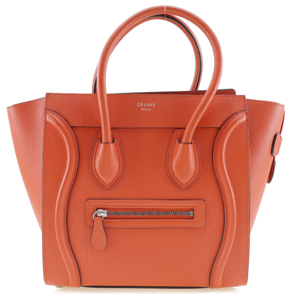 CELINE Handbag. leather vermilion Luggage micro shopper Women