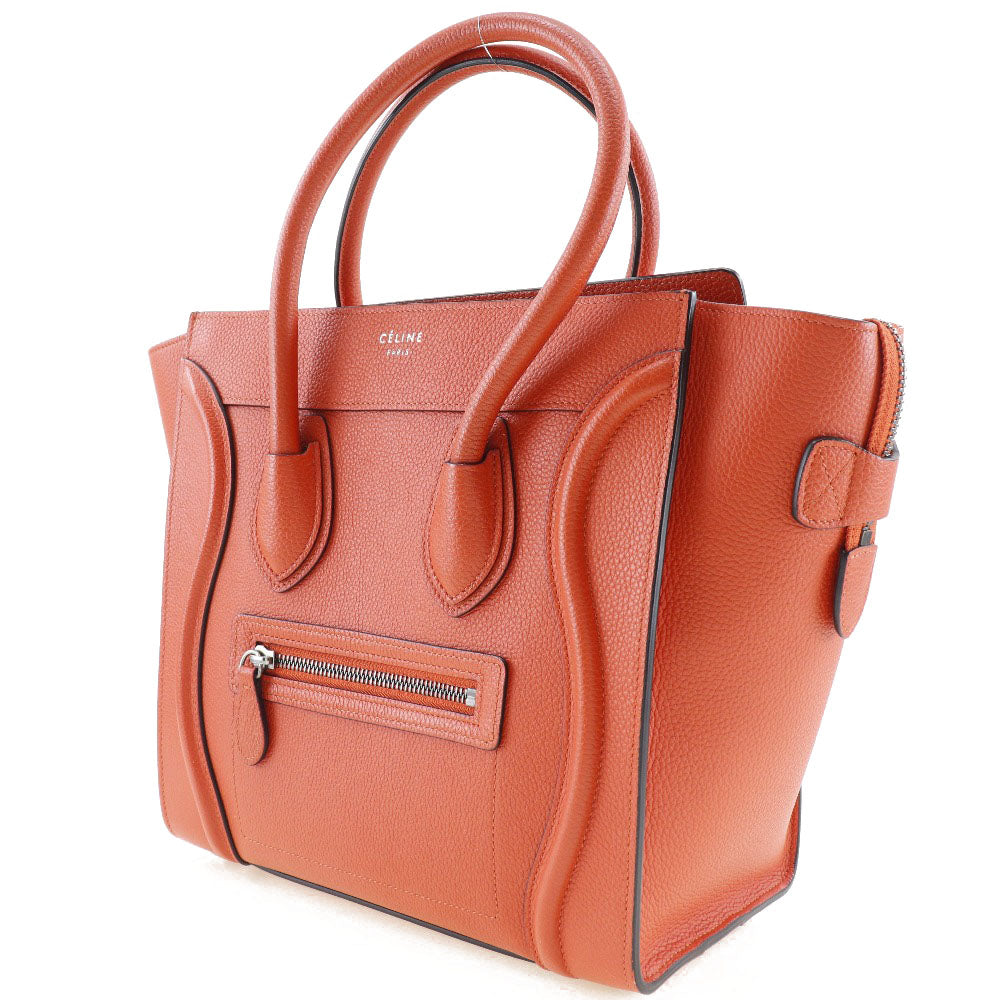 CELINE Handbag. leather vermilion Luggage micro shopper Women
