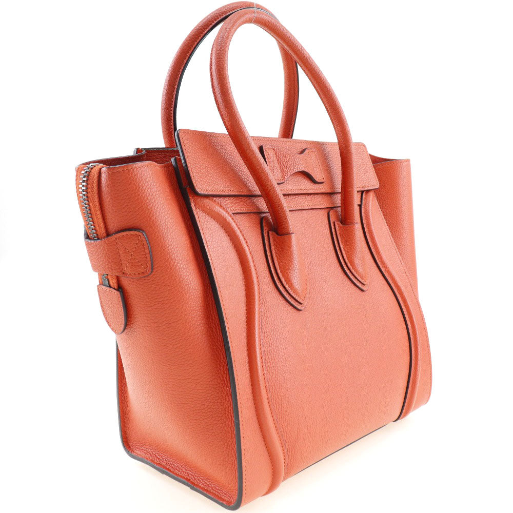 CELINE Handbag. leather vermilion Luggage micro shopper Women