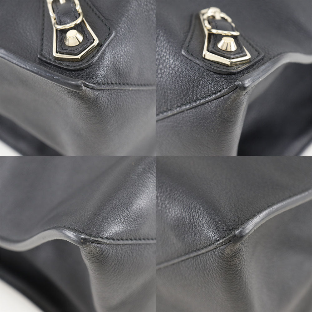 BALENCIAGA Tote Bag 387480 leather black Paper tote unisex(Unisex)