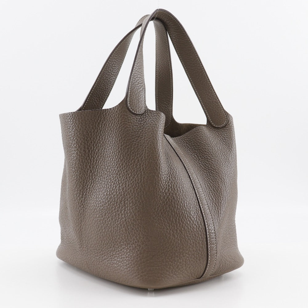 HERMES Handbag Taurillon Clemence black Pico Tan Lock MM