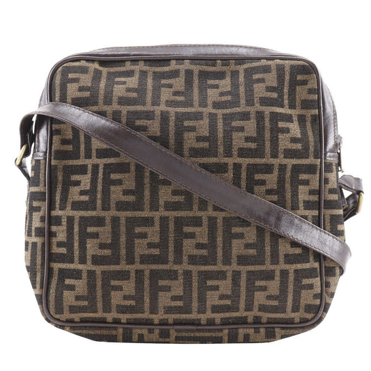 FENDI Shoulder Bag Nylon canvas Brown Zucca Women