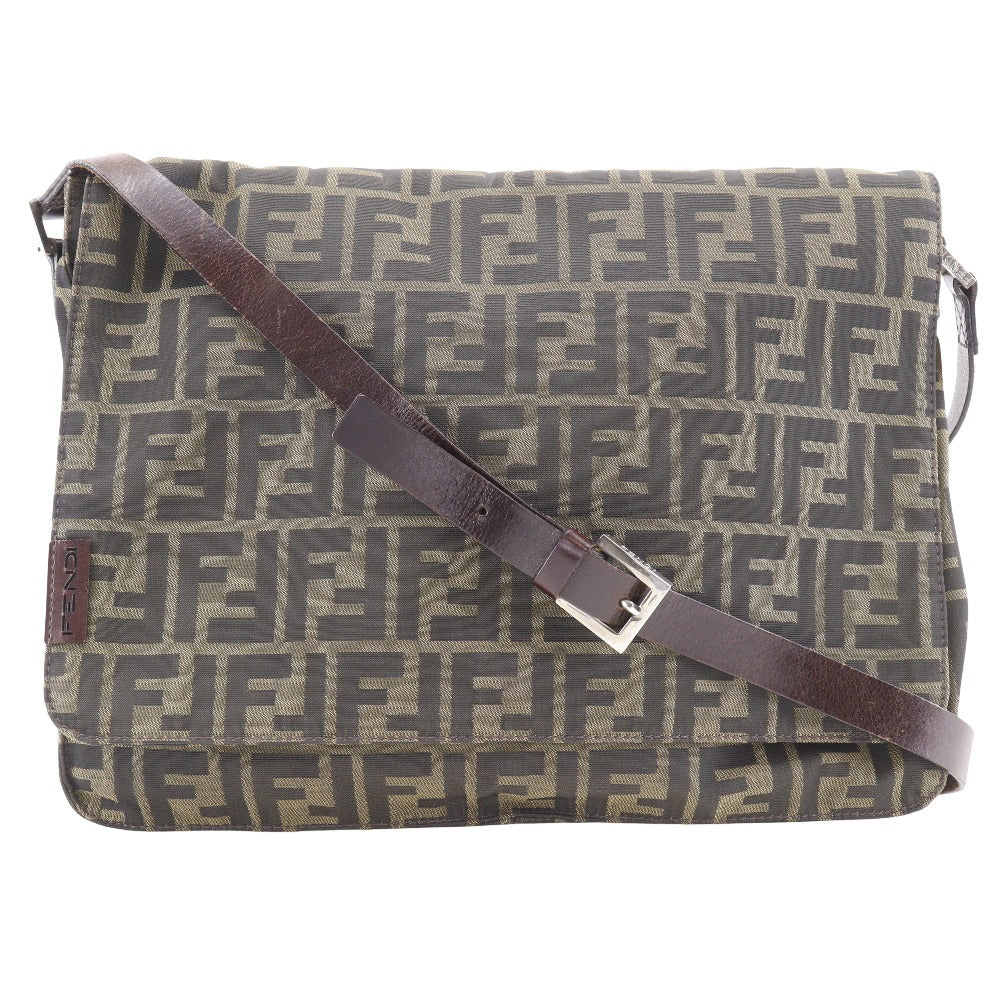 FENDI Shoulder Bag Nylon canvas Brown Zucca unisex(Unisex)