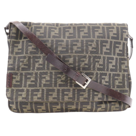 FENDI Shoulder Bag Nylon canvas Brown Zucca unisex(Unisex)