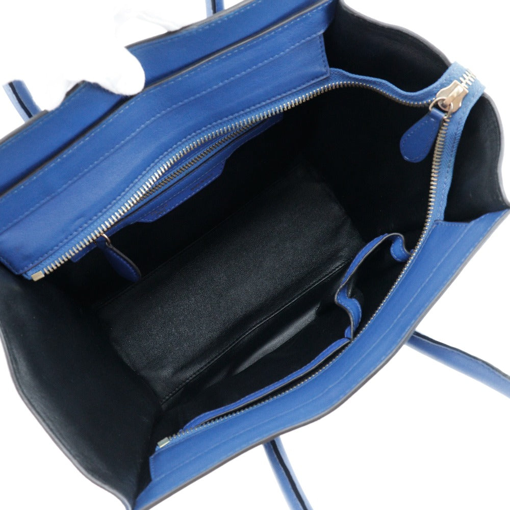 CELINE Handbag Suede, Calfskin blue Luggage micro Women