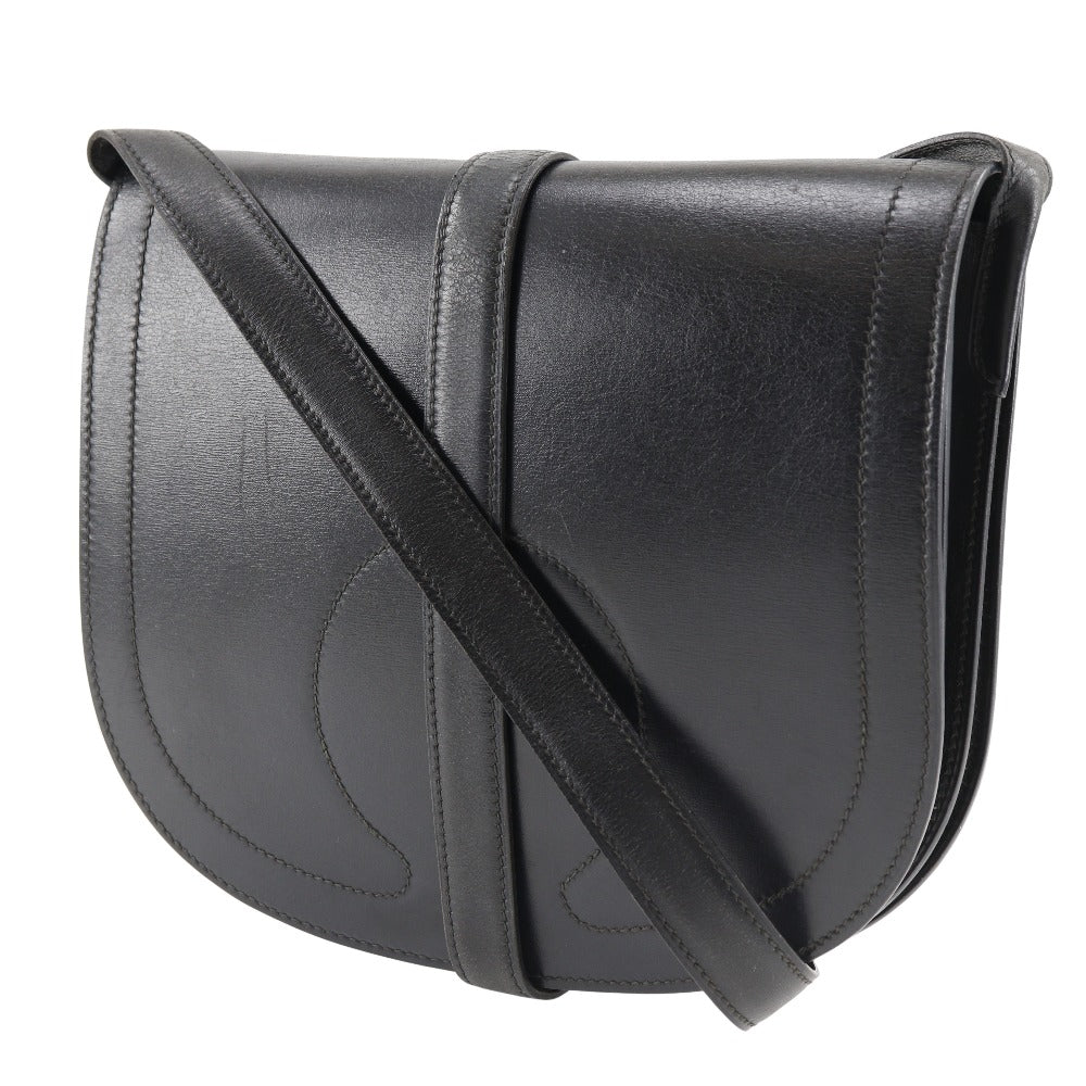 HERMES Shoulder Bag Box scarf black Gallopard