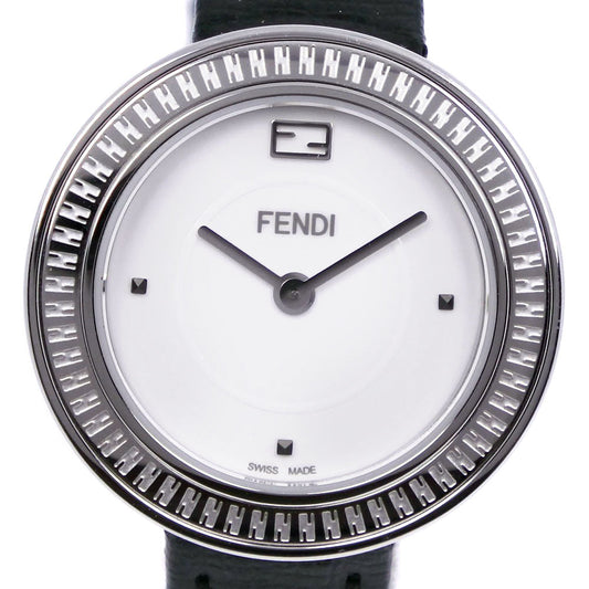 FENDI Watches Quartz 35000S Stainless Steel , Leather black my way White dial Women