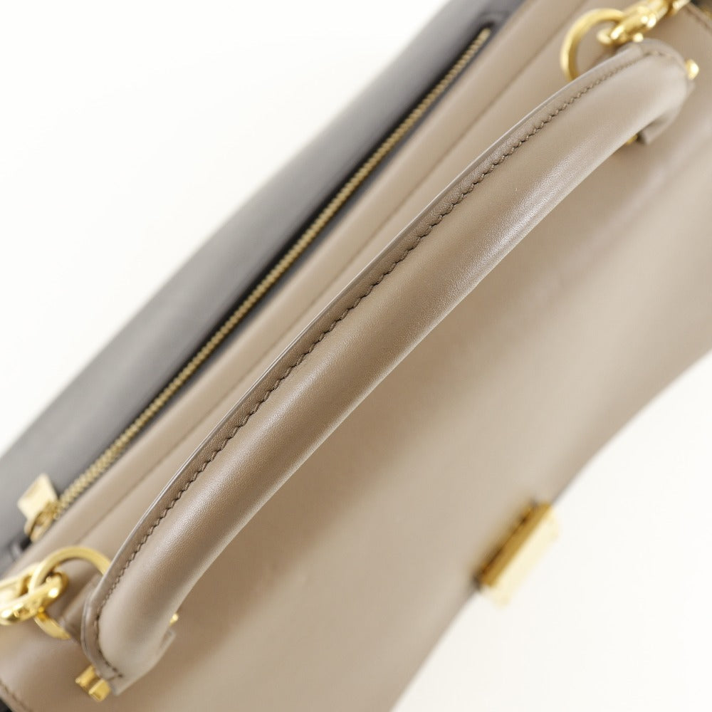 CELINE Handbag Calfskin Brown / black 2WAYShoulder Trapeze Women