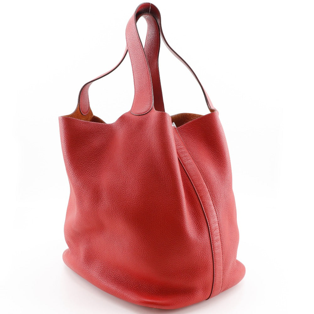 HERMES Tote Bag Taurillon Clemence Red Picotan TGM