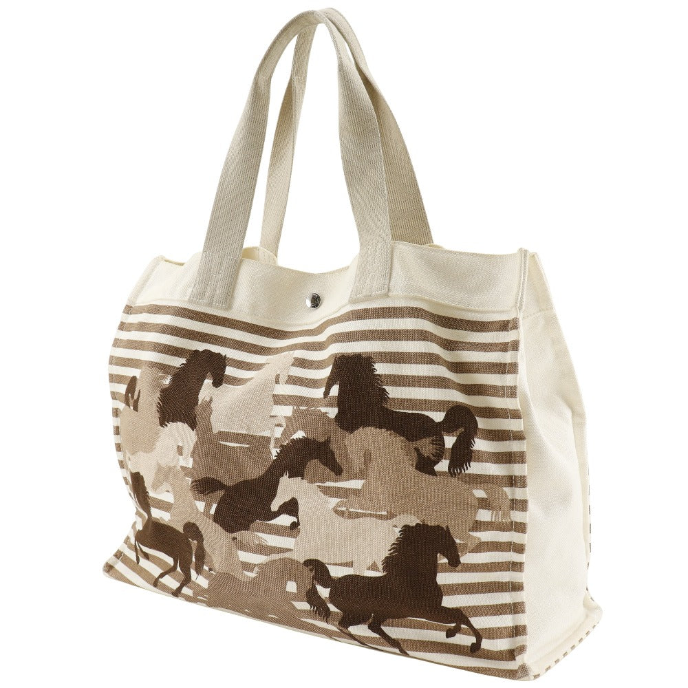 HERMES Tote Bag canvas Brown/Off White Chevault Women(Unisex)