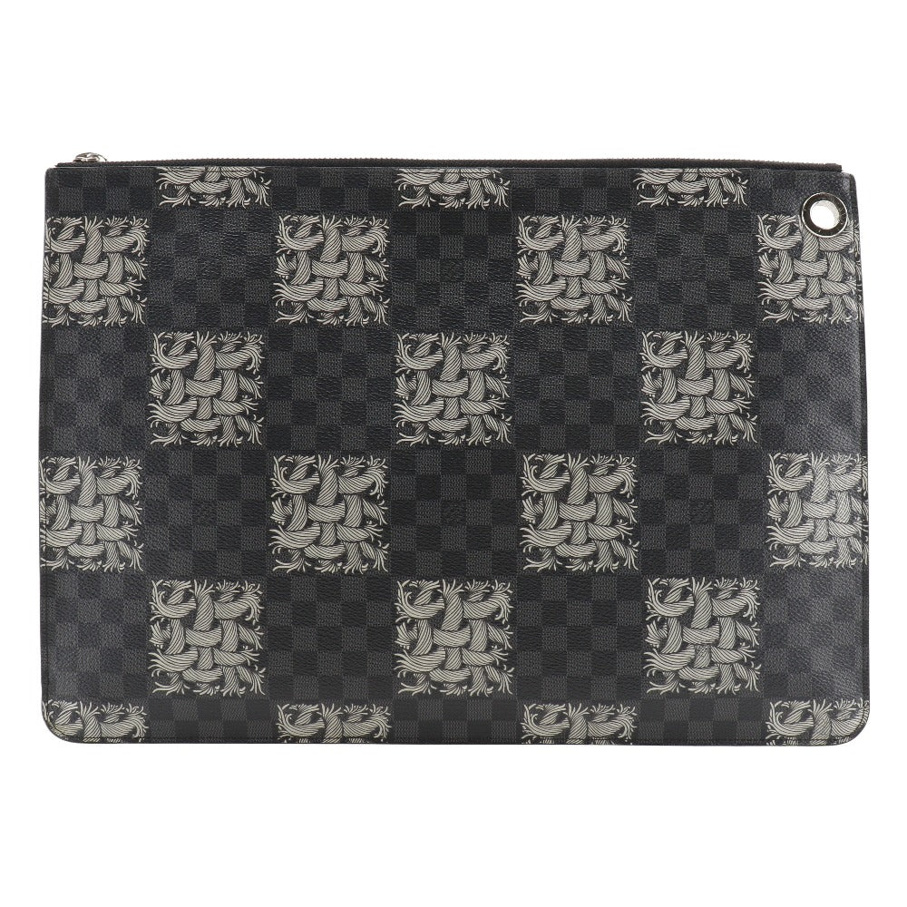 LOUIS VUITTON Clutch bag Damier Grafitto Canvas black Christopher nemes Pochette Jules GM mens