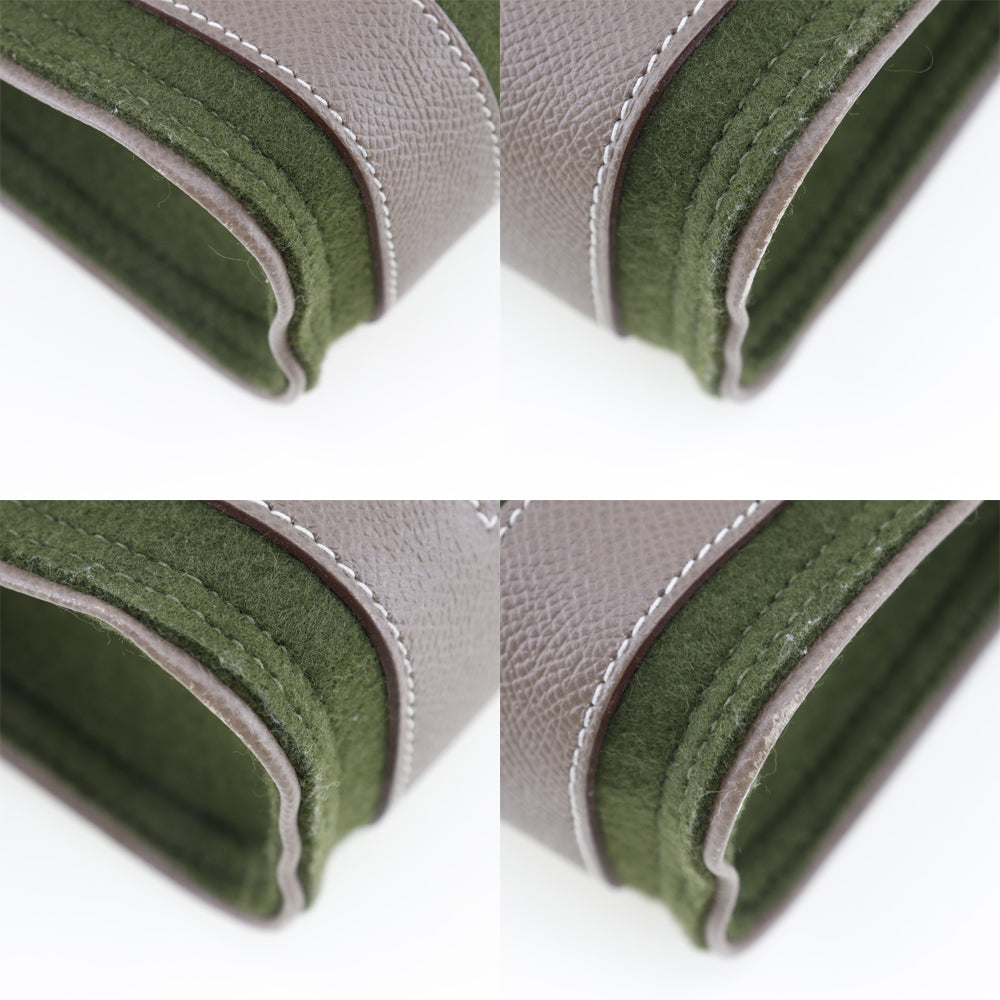 HERMES Tote Bag Epsom, felt Green / Brown Petit Ash unisex(Unisex)