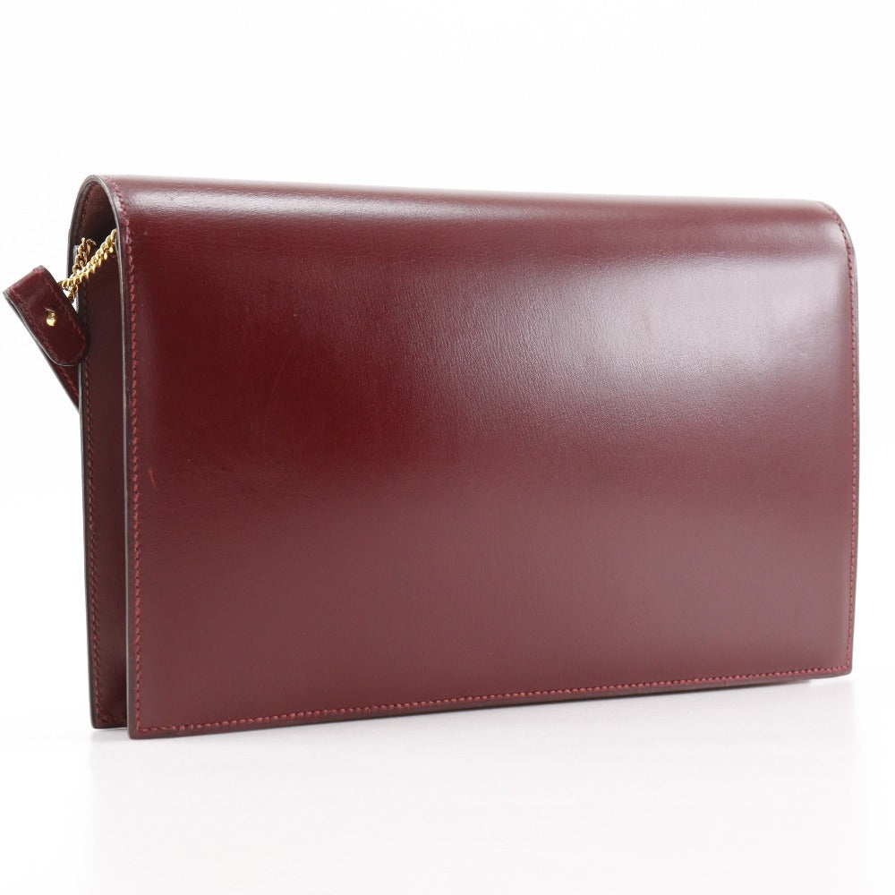 HERMES Shoulder Bag Box scarf Bordeaux 2-way clutch Lidi