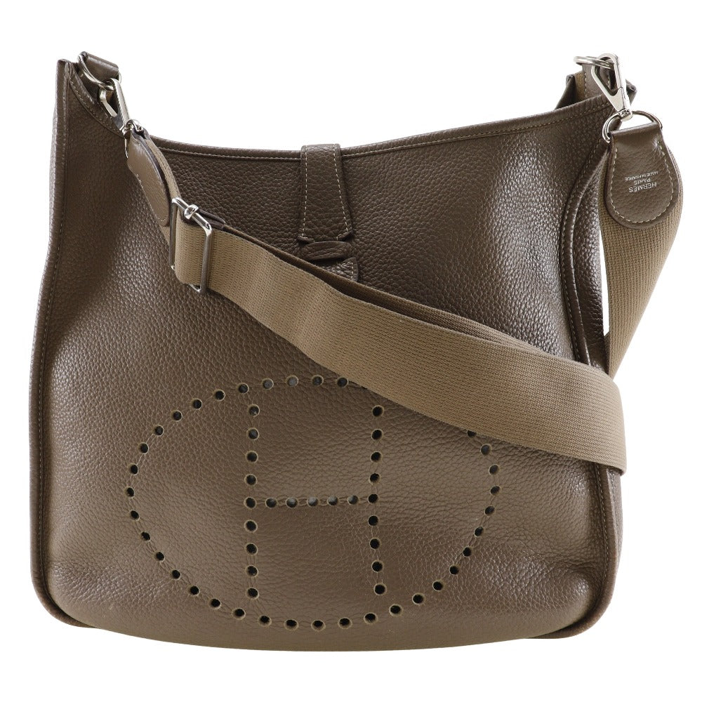 HERMES Shoulder Bag Taurillon Clemence SilverMetal Evelyn 3 GM Women