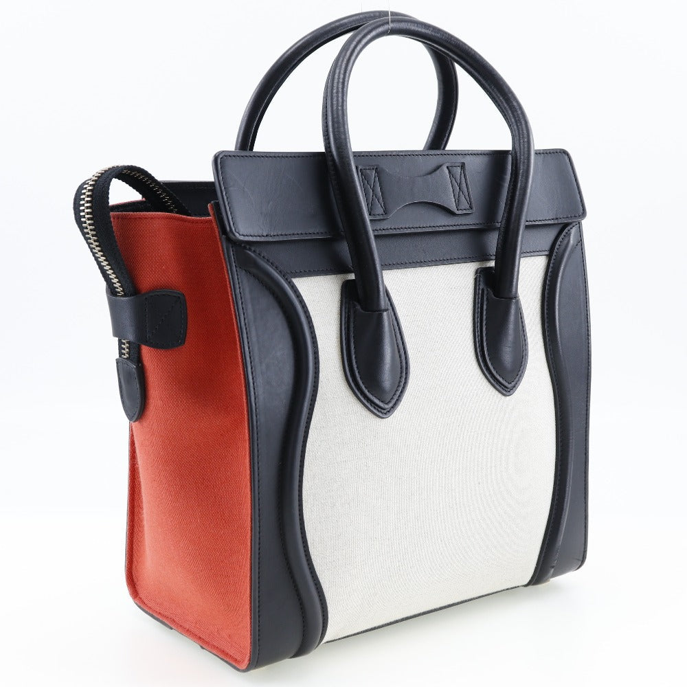 CELINE Handbag Calfskin, Canvas black Tricolor Micro shopper Luggage Women