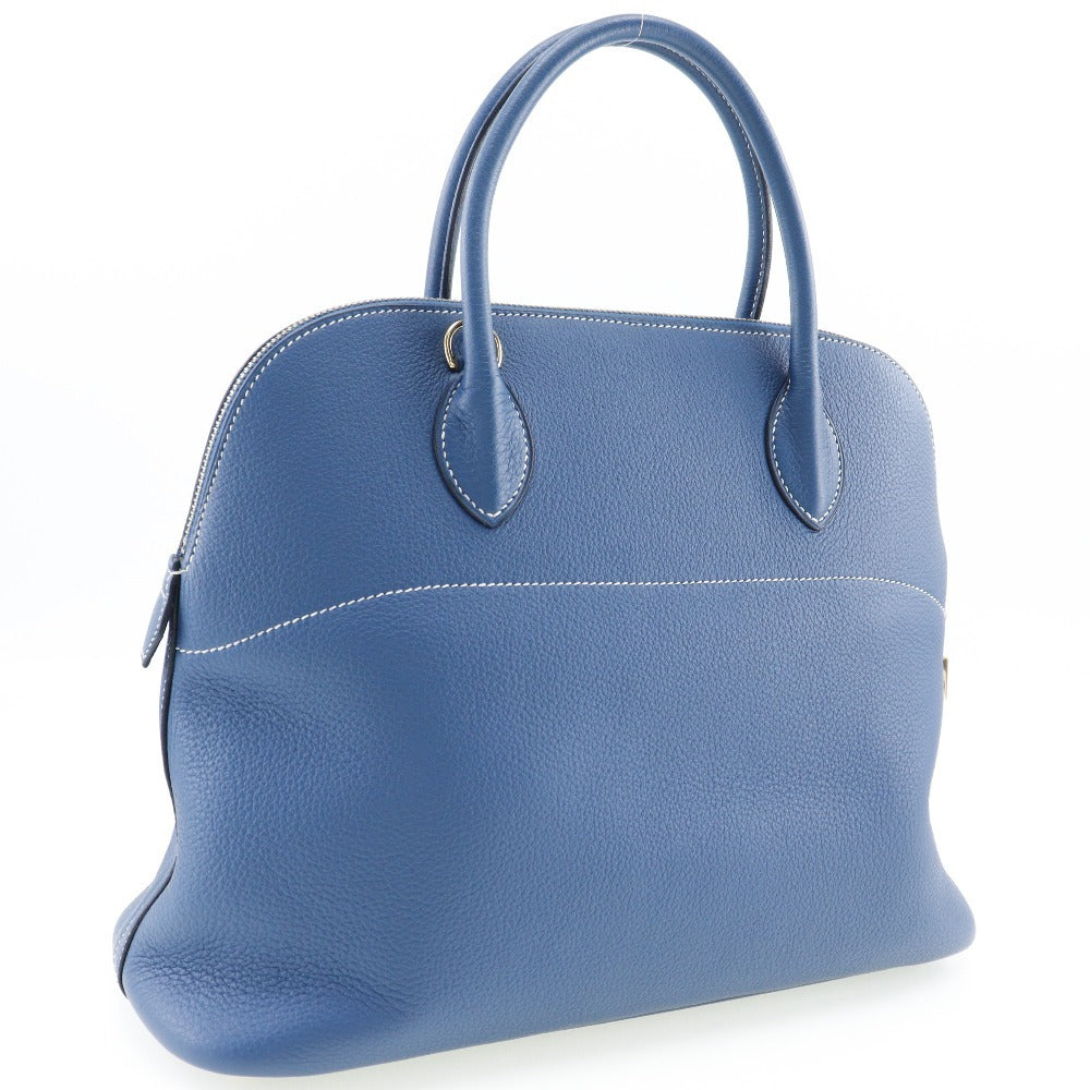 HERMES Handbag G Engraving Taurillon Clemence Blue Bored 37 Women
