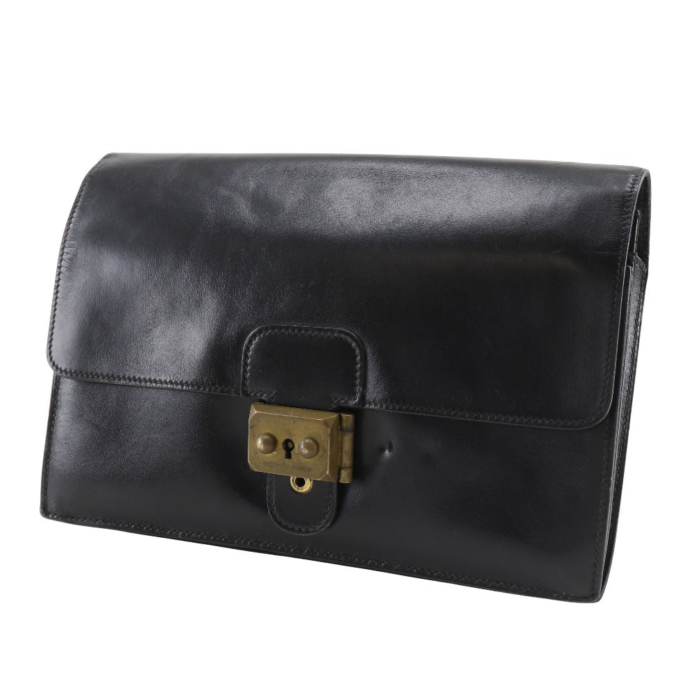 HERMES Clutch bag Box scarf black business bag Pochette jet