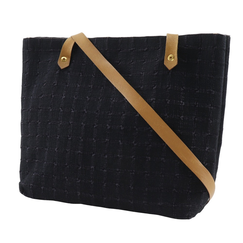 HERMES Shoulder Bag canvas black Long shoulder Amedaba Cava de Poche