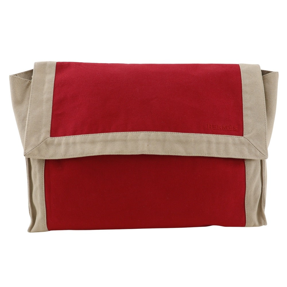 HERMES Clutch bag cotton Red In-bag Tapidocel