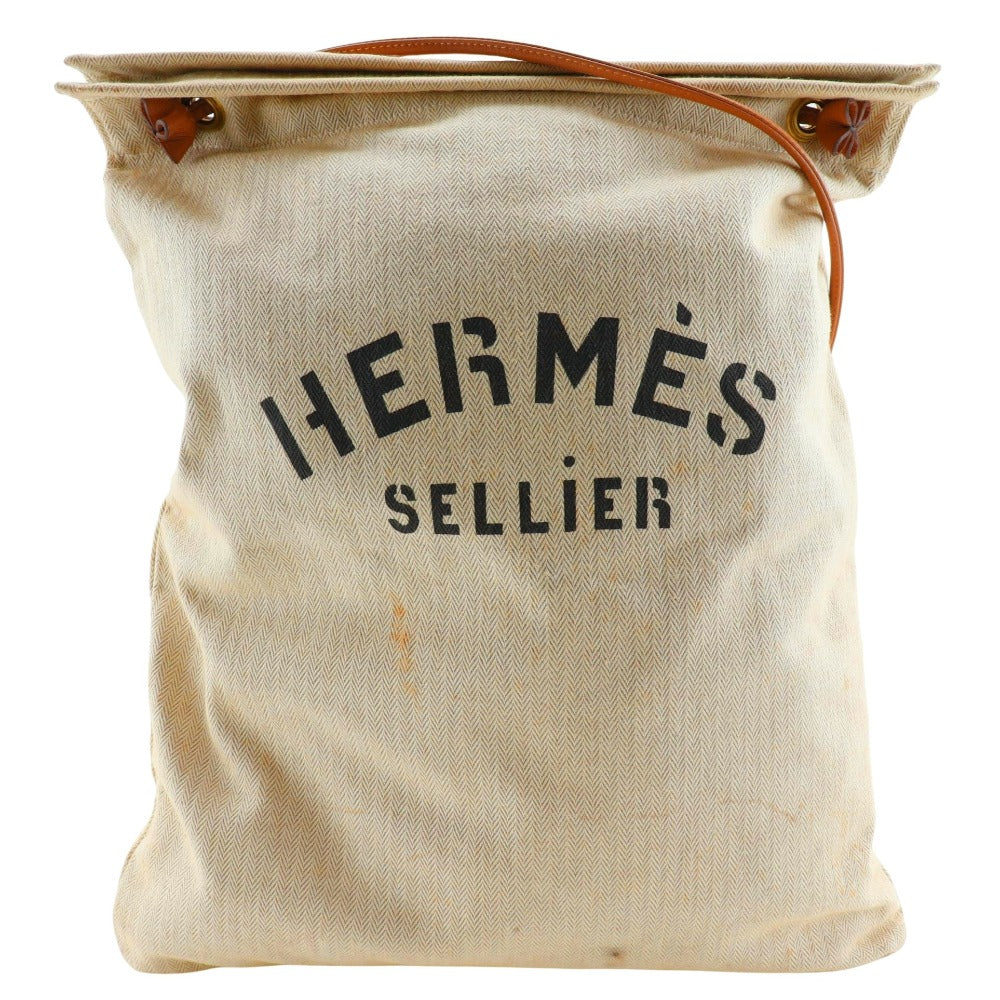 HERMES Shoulder Bag canvas beige Alain GM Women