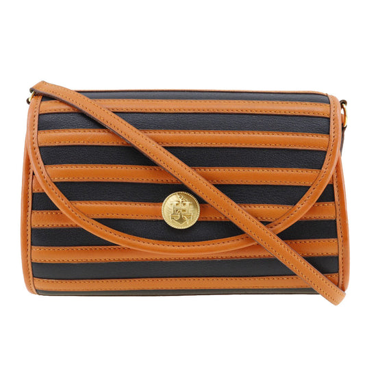 HERMES Shoulder Bag leather Orange / black Women