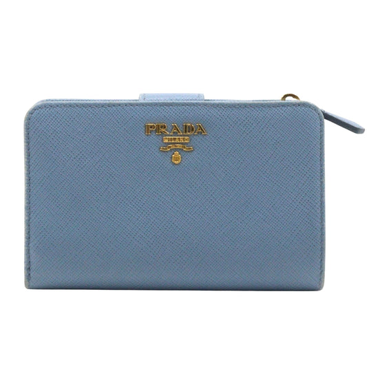 PRADA Bifold Wallet Safiano light blue Women