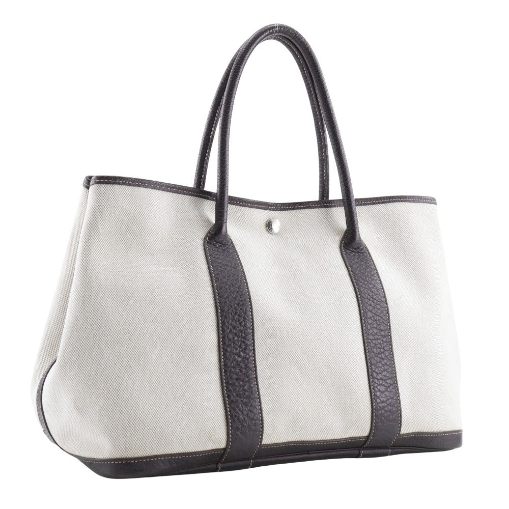 HERMES Tote Bag Toile H, Buffle Beige / Brown Garden party PM Women