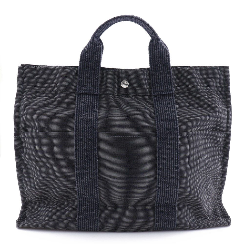 HERMES Handbag Nylon canvas gray Her LineTote MM mens(Unisex)