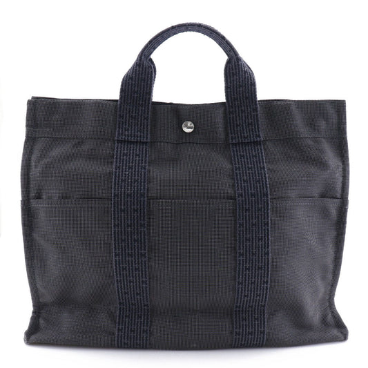 HERMES Handbag Nylon canvas gray Her LineTote MM mens(Unisex)
