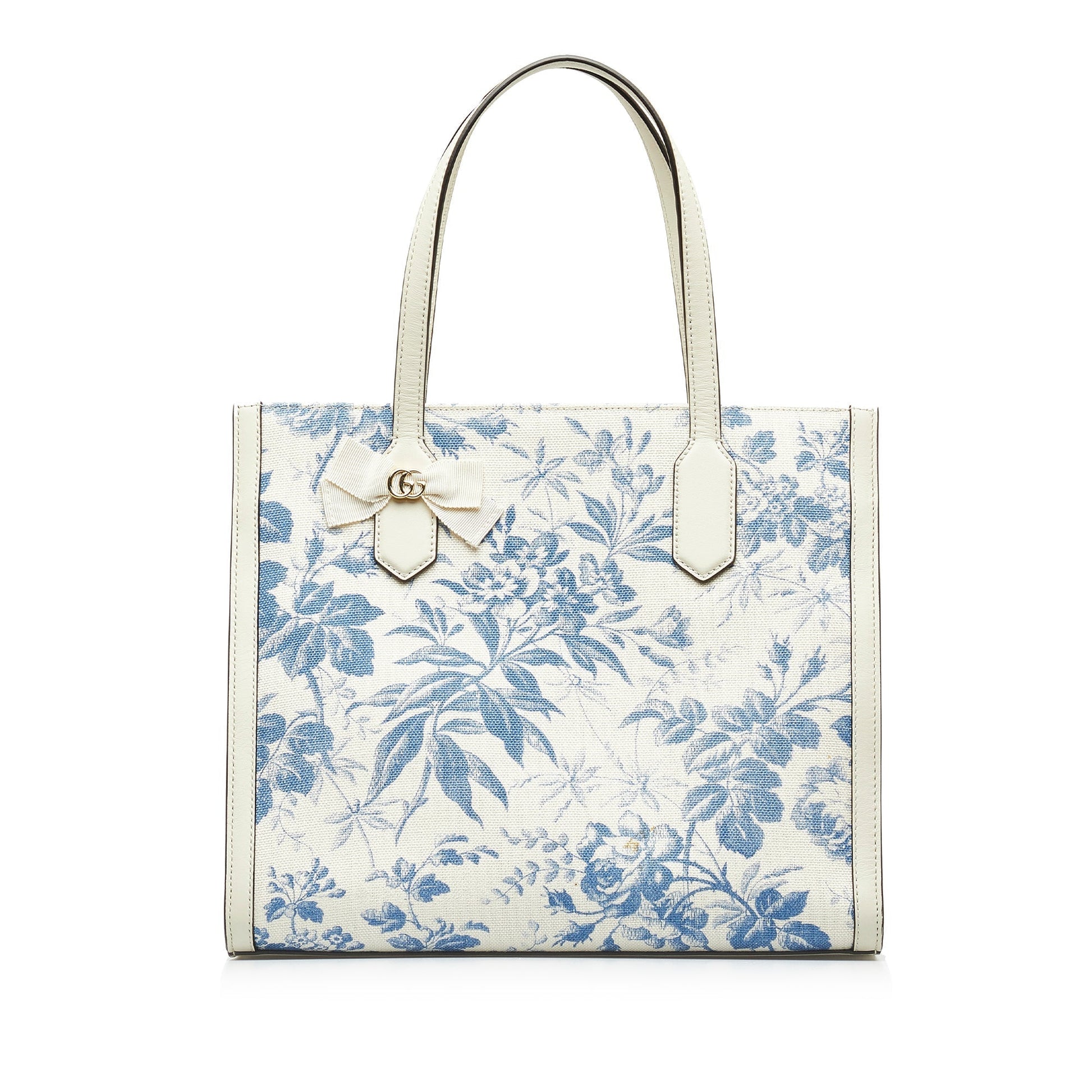 Gucci White Leather Canvas Tote Style 1