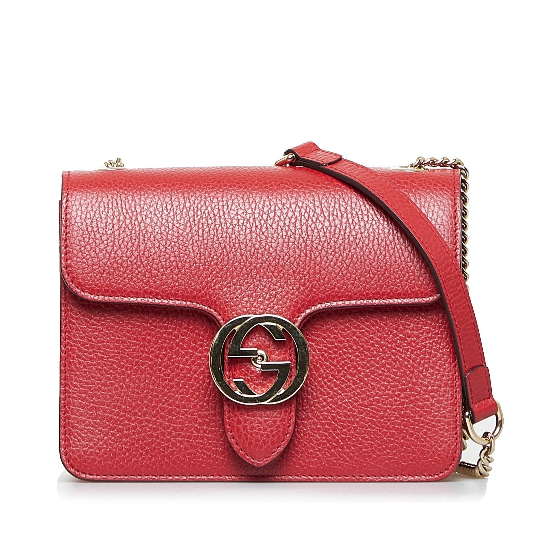 Gucci Interlocking G Red Leather Calfskin Crossbody