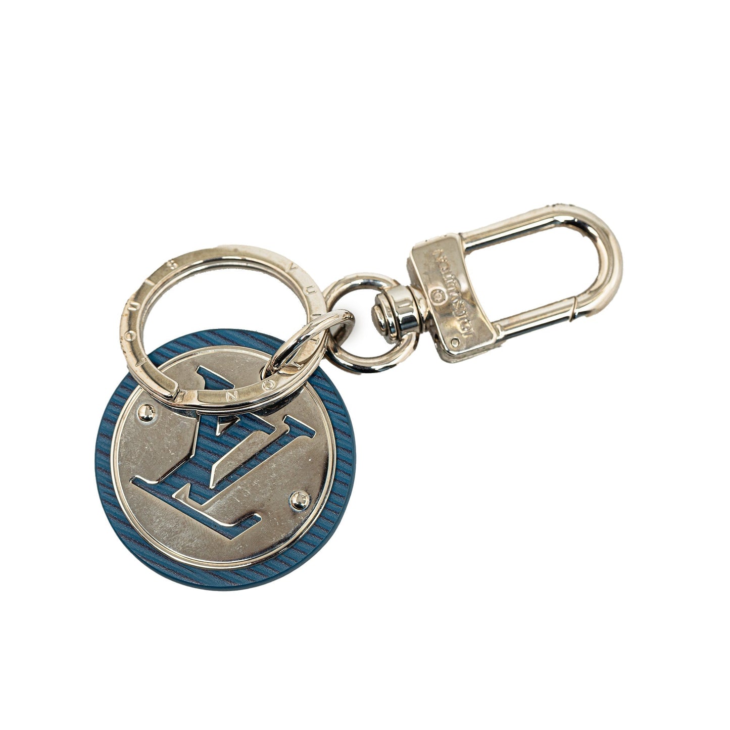 Silver Louis Vuitton LV Circle Bag Charm and Key Holder