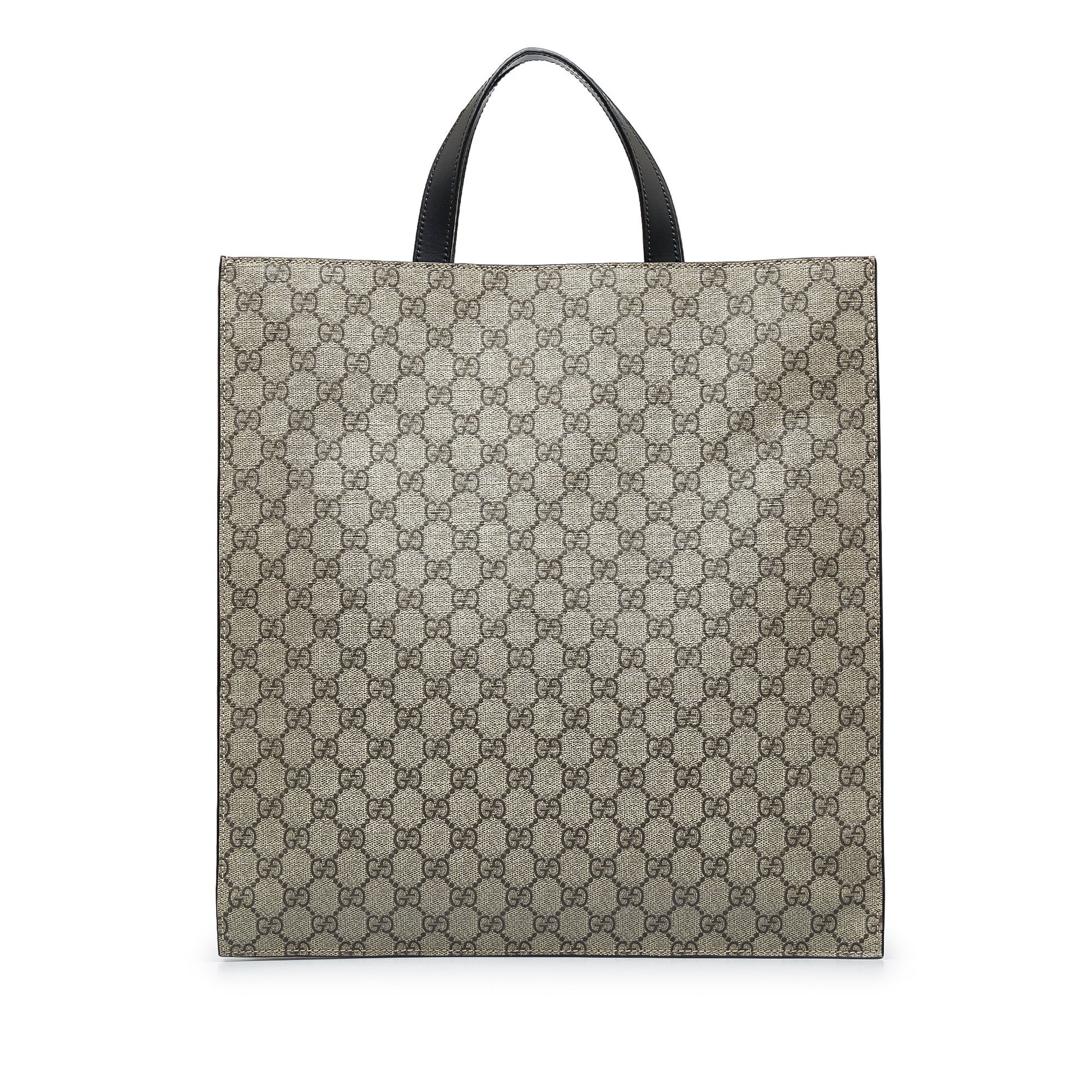 Gucci GG Supreme Grey Leather Canvas Tote