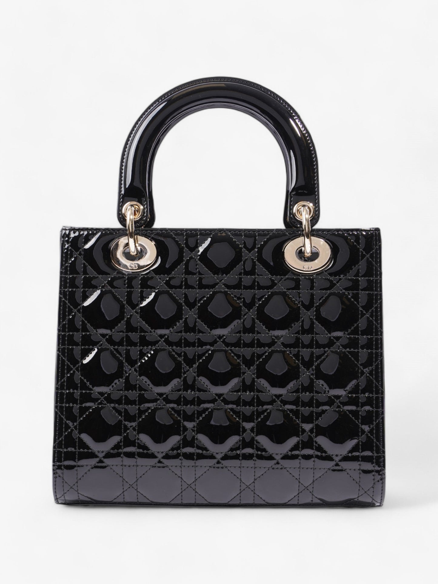 Christian Dior Lady Dior Black Patent Leather Medium