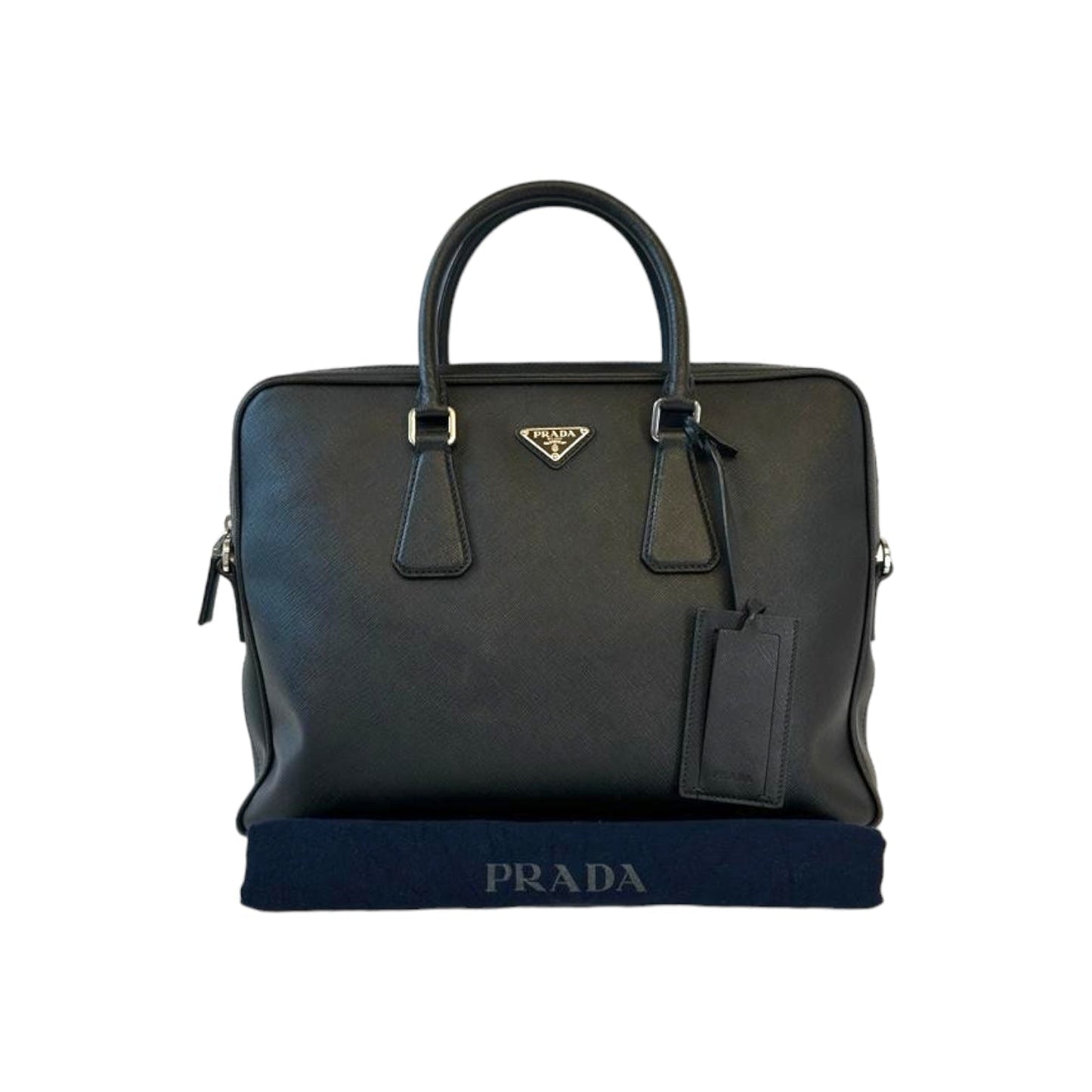 Prada Briefcase Black Leather Luxury Handbag