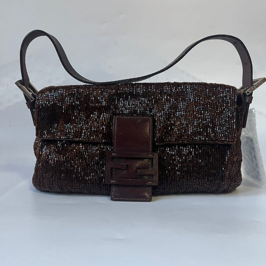 Fendi Baguette   Dark Chocolate Brown Glitter Beads